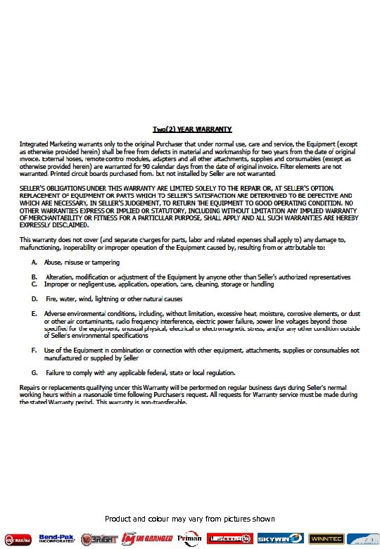 Product and colour may vary from pictures shown 