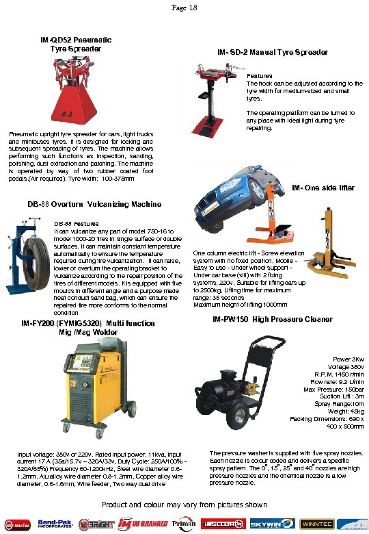 Page 18 IM-QD 52 Pneumatic Tyre Spreader IM- SD-2 Manual Tyre Spreader Features The