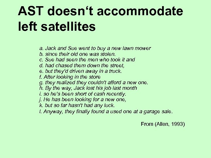 AST doesn‘t accommodate left satellites a. Jack and Sue went to buy a new