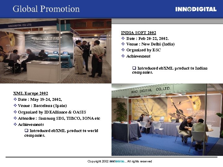 Global Promotion INDIA SOFT 2002 v Date : Feb 20 -22, 2002. v Venue