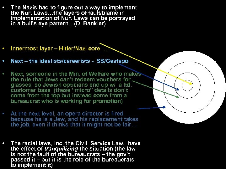  • The Nazis had to figure out a way to implement the Nur.