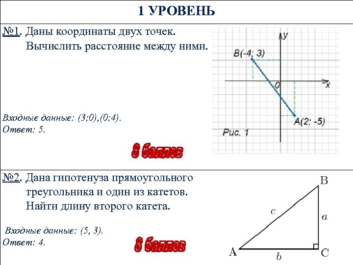 Даны координаты двух