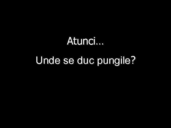 Atunci… Unde se duc pungile? 