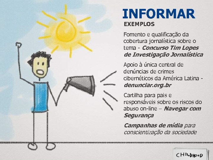 INFORMAR EXEMPLOS Fomento e qualificação da cobertura jornalística sobre o tema - Concurso Tim