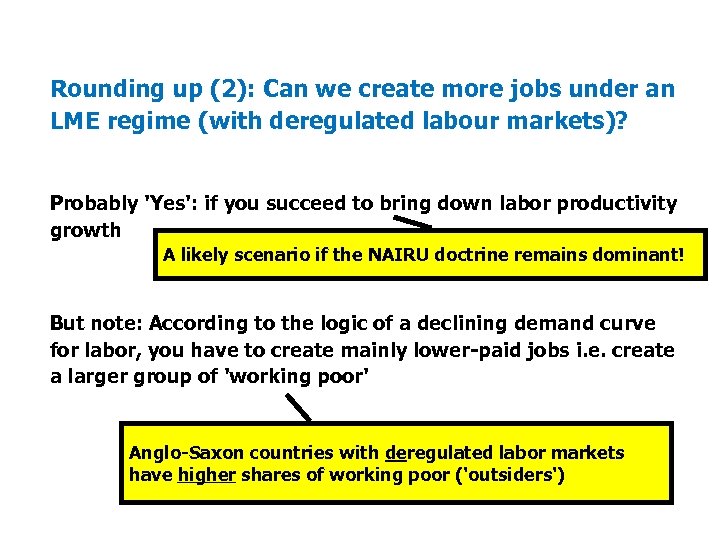 Rounding up (2): Can we create more jobs under an LME regime (with deregulated