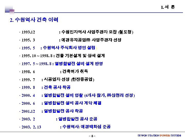 Ⅰ. 서 론 2. 수원역사 건축 이력 · 1993. 12 : 수원민자역사 사업주관자 모집