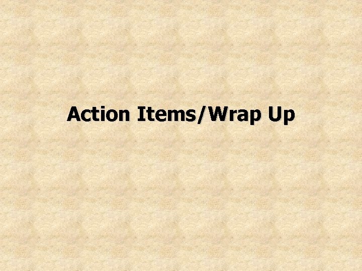 Action Items/Wrap Up 
