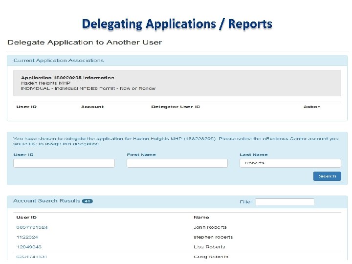 Delegating Applications / Reports 