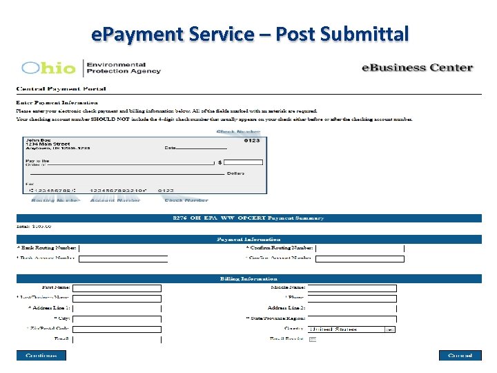 e. Payment Service – Post Submittal 