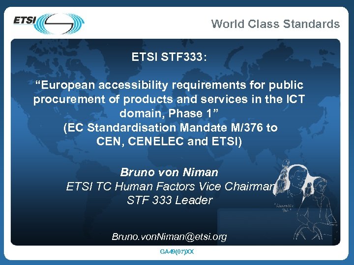 ETSI STF 333: “European accessibility requirements for public procurement of products and services in