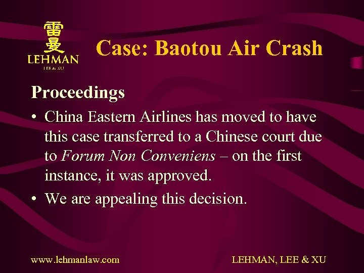 Case: Baotou Air Crash Proceedings • China Eastern Airlines has moved to have this