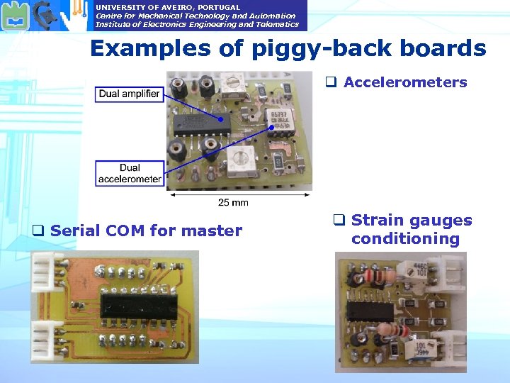 UNIVERSITY OF AVEIRO, PORTUGAL Centre for Mechanical Technology and Automation Institute of Electronics Engineering