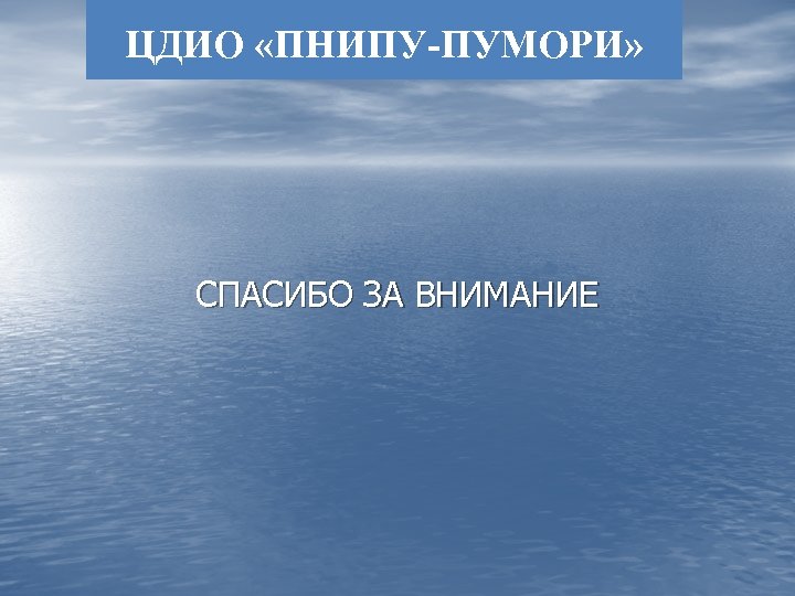 ЦДИО «ПНИПУ-ПУМОРИ» СПАСИБО ЗА ВНИМАНИЕ 