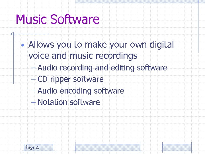 Music Software • Allows you to make your own digital voice and music recordings