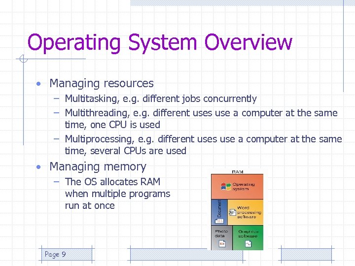 Operating System Overview • Managing resources – Multitasking, e. g. different jobs concurrently –