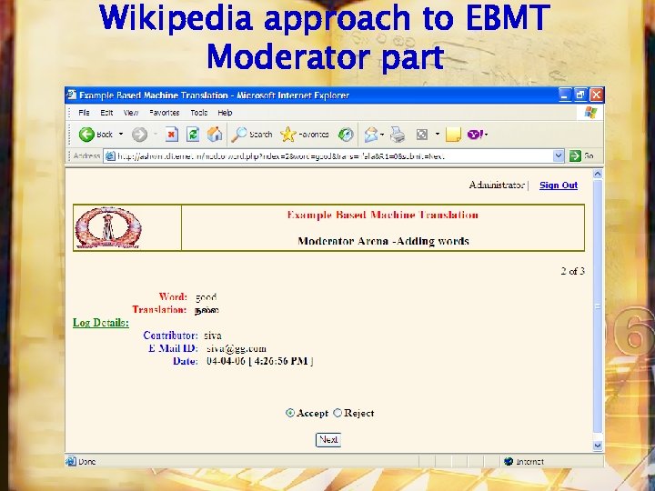 Wikipedia approach to EBMT Moderator part 