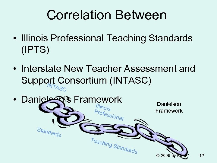 Correlation Between • Illinois Professional Teaching Standards (IPTS) • Interstate New Teacher Assessment and