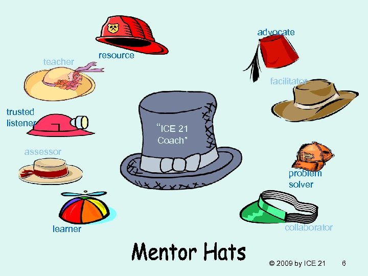 advocate teacher resource facilitator trusted listener “ICE 21 Coach” assessor problem solver learner collaborator