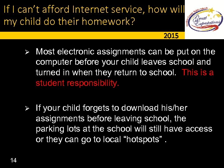If I can’t afford Internet service, how will my child do their homework? 2015