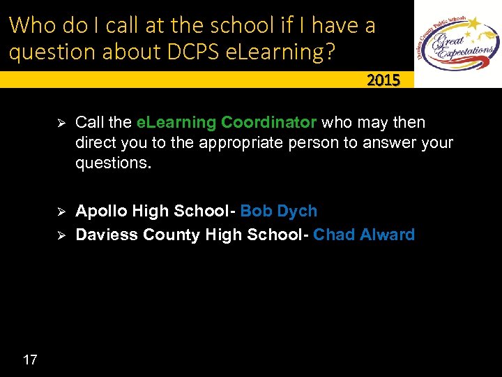 Who do I call at the school if I have a question about DCPS