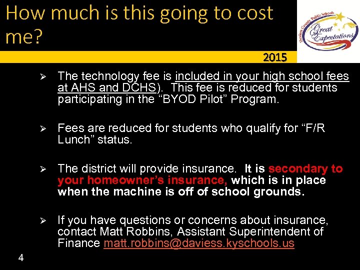 How much is this going to cost me? 2015 Ø Ø Fees are reduced