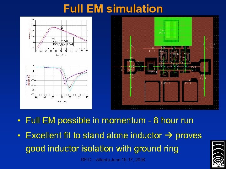 Full EM simulation • Full EM possible in momentum - 8 hour run •