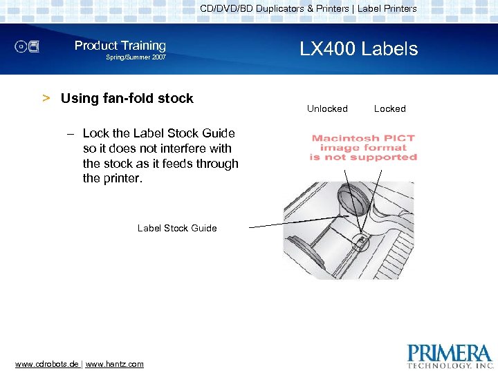 CD/DVD/BD Duplicators & Printers | Label Printers Product Training Spring/Summer 2007 > Using fan-fold