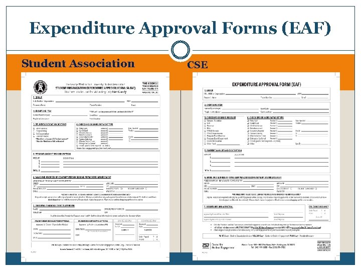 Expenditure Approval Forms (EAF) Student Association CSE 