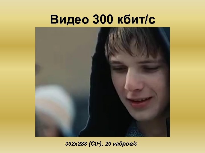 Видео 300 кбит/с 352 х288 (CIF), 25 кадров/с 