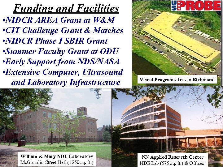 Funding and Facilities • NIDCR AREA Grant at W&M • CIT Challenge Grant &