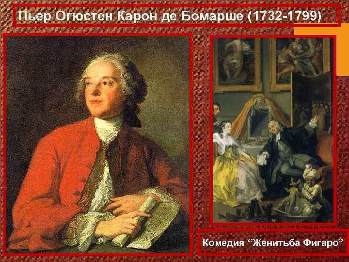 Пьер Огюстен Карон де Бомарше (1732 -1799) Комедия “Женитьба Фигаро” 