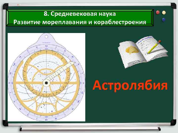 8. Средневековая наука Развитие мореплавания и кораблестроения Астролябия 