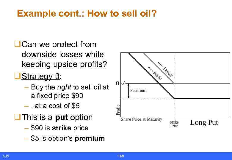 Example cont. : How to sell oil? q Can we protect from downside losses