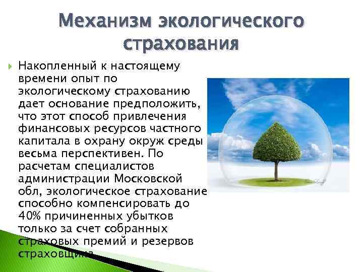 Механизмы окружающей среды. Понятие экологического страхования. Цели экологического страхования. Страхование экологических рисков. Экологическое страхование схема.