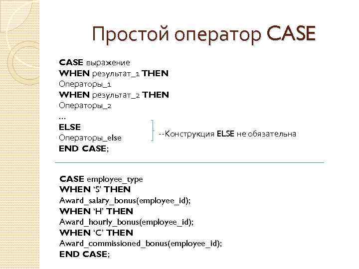 Оператор if then else является оператором