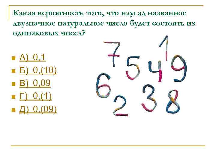 Какая вероятность того, что наугад названное двузначное натуральное число будет состоять из одинаковых чисел?