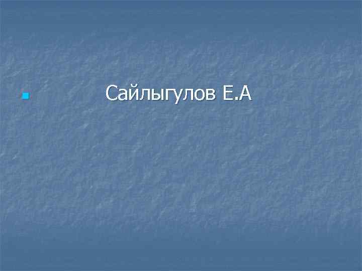 n Сайлыгулов Е. А 