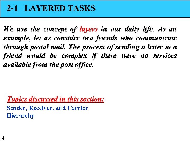 2 -1 LAYERED TASKS We use the concept of layers in our daily life.