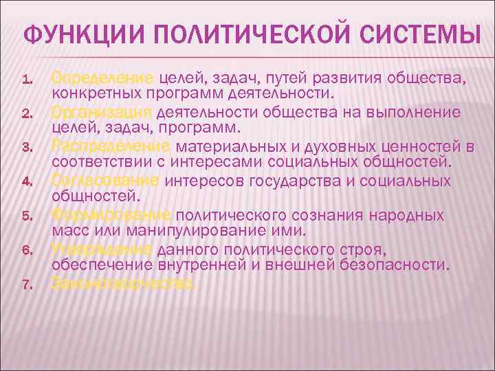 Функции политической системы общества презентация