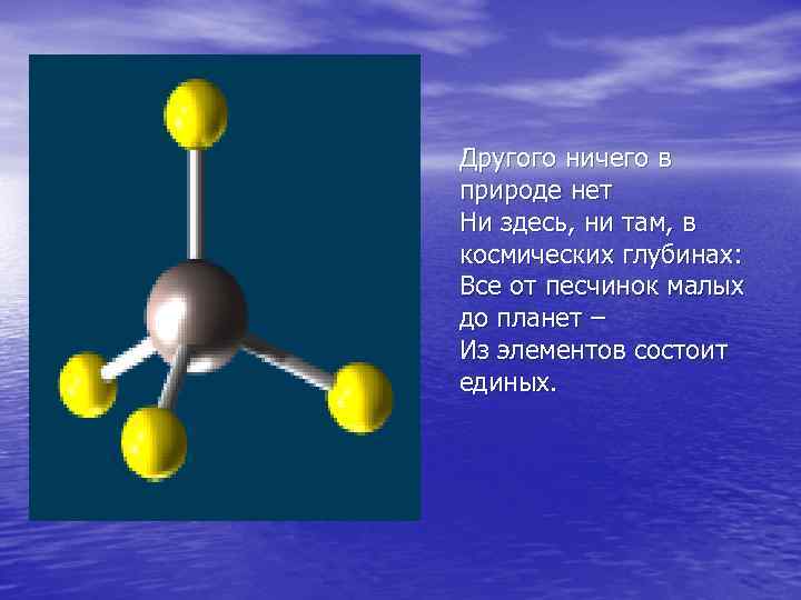 Другого ничего в природе нет Ни здесь, ни там, в космических глубинах: Все от