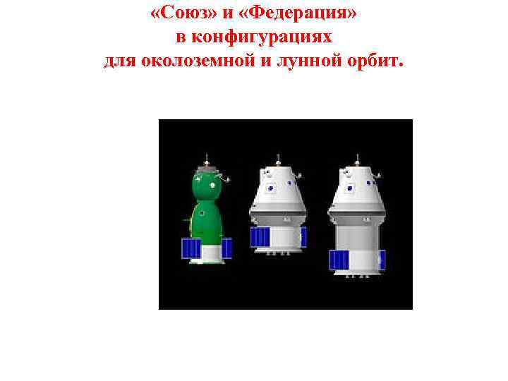  «Союз» и «Федерация» в конфигурациях для околоземной и лунной орбит. 