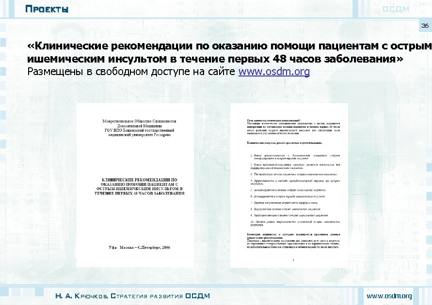 Проекты ОСДМ 36 «Клинические рекомендации по оказанию помощи пациентам с острым ишемическим инсультом в