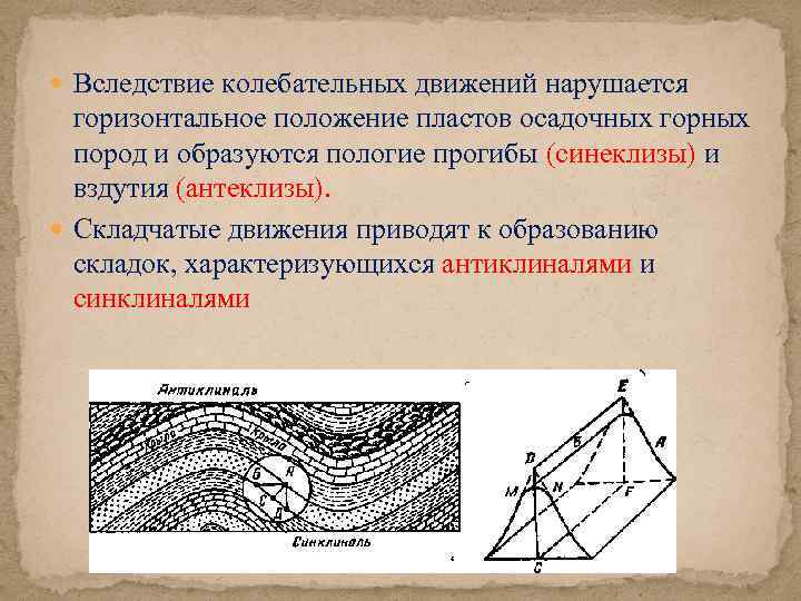  Вследствие колебательных движений нарушается горизонтальное положение пластов осадочных горных пород и образуются пологие