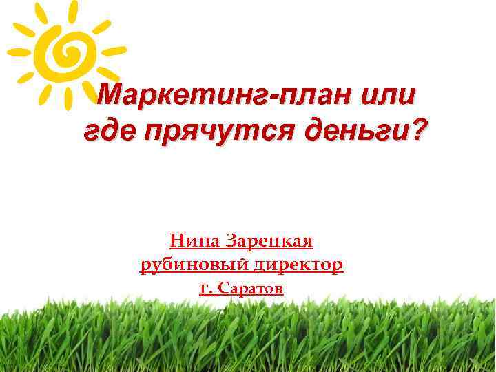 Маркетинг-план или где прячутся деньги? Нина Зарецкая рубиновый директор г. Саратов 