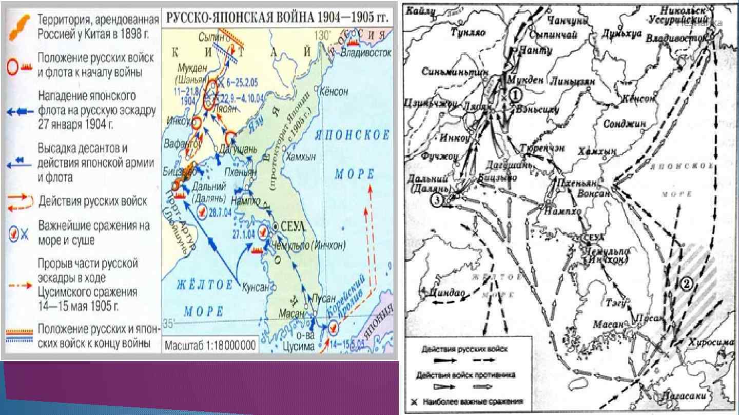 Карта по истории русско японская война 1904 1905