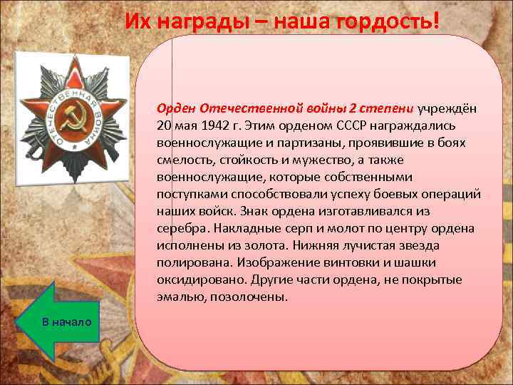 Их награды – наша гордость! Орден Отечественной войны 2 степени учреждён 20 мая 1942