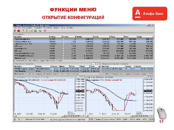 ФУНКЦИИ МЕНЮ ОТКРЫТИЕ КОНФИГУРАЦИЙ 17 
