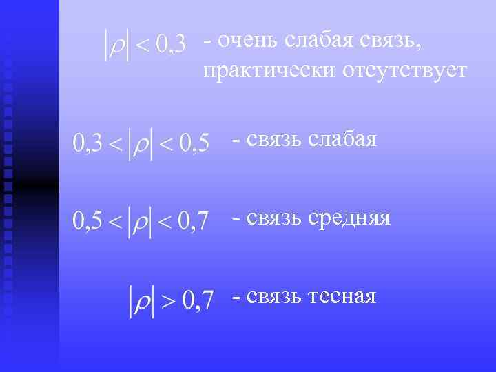 - очень слабая связь, практически отсутствует - связь слабая - связь средняя - связь