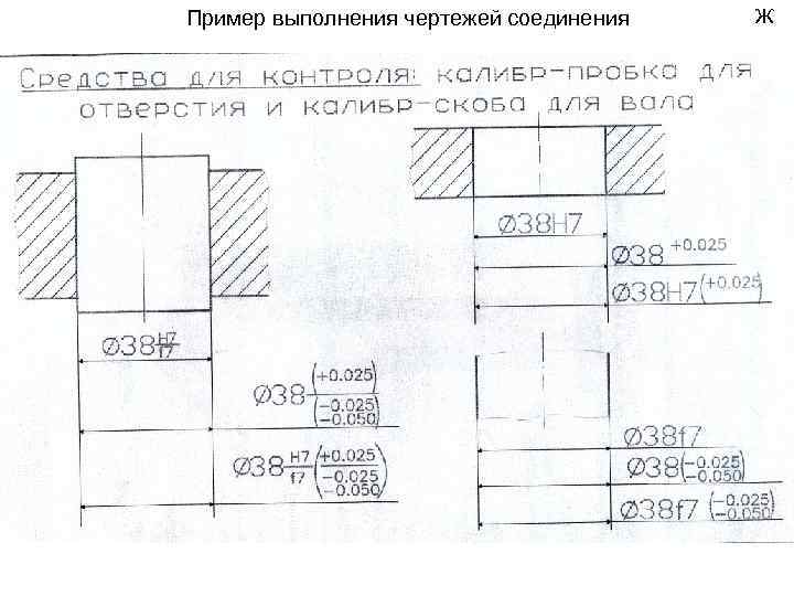 Пример выполнения чертежей соединения Ж 