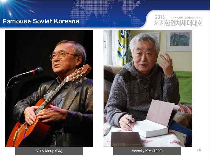 Famouse Soviet Koreans Yuliy Kim (1936) Anatoliy Kim (1939) 30 